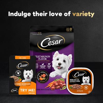 Variety Pack Filet Mignon, Rotisserie Chicken, & Wood-Grilled Chicken Flavor Filets in Gravy Wet Dog Food, 1.76-oz mini-pouch, case of 40