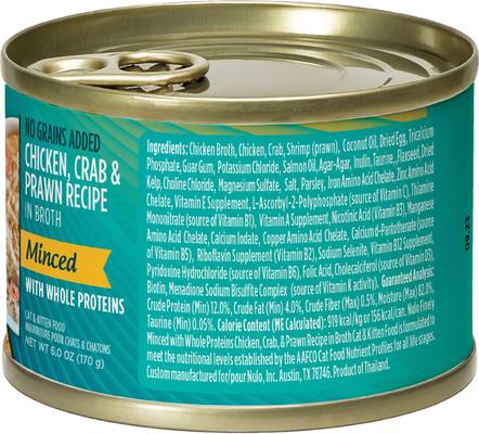Crab with Whole Prawn Minced Canned Wet Cat Food, 6-oz can, case of 8