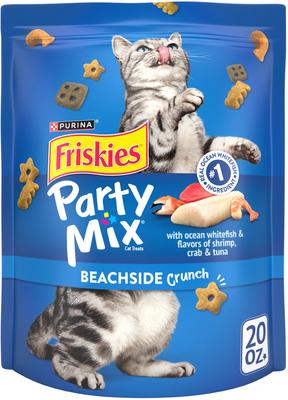 Party Mix Beachside Crunch Ocean Whitefish & Seafood Flavor Crunchy Cat Treats, 30-oz bag