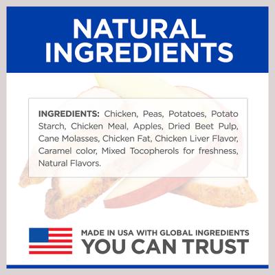 Premios para perros Crunchy Naturals sin cereales con pollo y manzana, bolsa de 8 oz