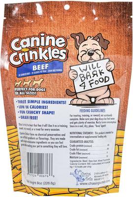 Premios deshidratados de carne de res Canine Crinkles para perros, bolsa de 8 oz