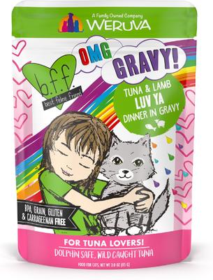 Bundle: BFF Tuna & Beef Baby Cakes Dinner in Gravy + Tuna & Lamb Luv Ya Dinner in Gravy Wet Cat Food Pouches