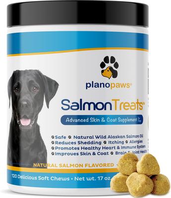 Salmon Advanced Skin & Coat Natural Salmon Flavor Soft Chews Dog Supplement, 120 count