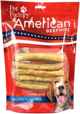 American Beefhide 5-inch Chip Rolls Chicken Flavored Chewy Dog Treats, 16 count
