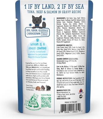 Cats in the Kitchen 1 If By Land, 2 If By Sea Tuna, Beef & Salmon Recipe Grain-Free Cat Food Pouches, 3-oz pouch, case of 12