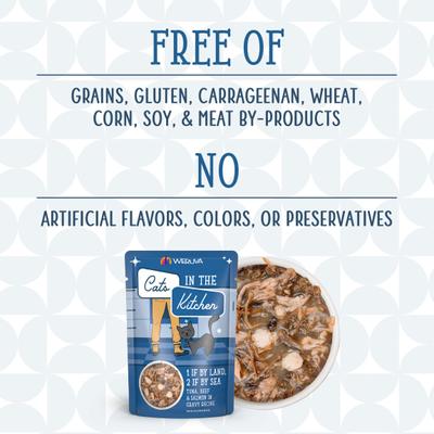 Cats in the Kitchen 1 If By Land, 2 If By Sea Tuna, Beef & Salmon Recipe Grain-Free Cat Food Pouches, 3-oz pouch, case of 12
