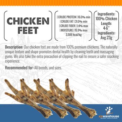 Chicken Feet Chicken Flavored Dog Chews, 12 count