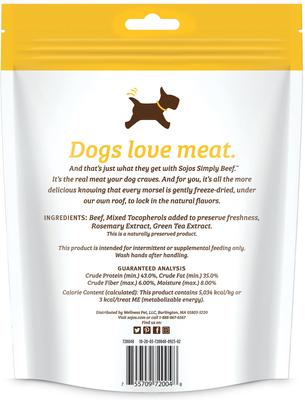 Simply Beef Freeze-Dried Dog Treats, 4-oz bag