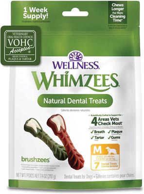by Wellness Brushzees Dental Chews Natural Grain-Free Dental Dog Treats, Medium, 12 count