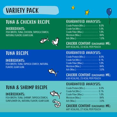 Bundle: Tiny Tiger Chunks in EXTRA Gravy Beef & Poultry Variety Pack Canned Food + Lickables Variety Pack Bisque Cat Treat & Topper