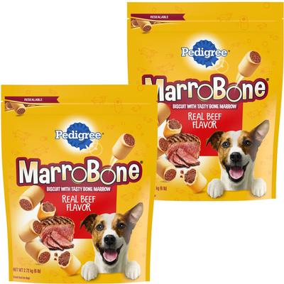 Galletas para perros Marrobone con sabor a carne de res real, bolsa de 6 lb