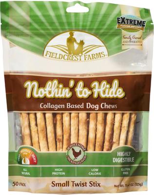 Nothin' To Hide Small Twist Stix Chicken Flavor Dog Chews, 50 count