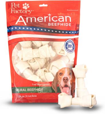Beefhide 4 to 5-inch Natural Flavored Dog Bones, 22 count