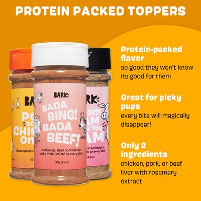 Beef, Chicken, & Pork Variety Pack High Protein Limited Ingredient Dry Dog Food Topper, 4.6-oz bottle, 3 count