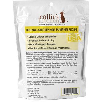 Premios orgánicos para perros con pollo y calabaza (bolsa de 113 g)