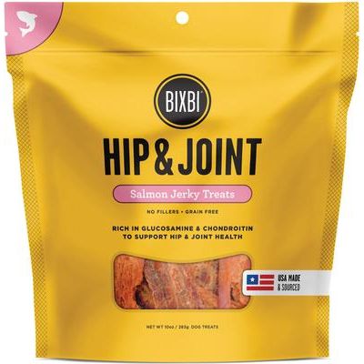 Premios para perros Hip & Joint Salmon Jerky sin cereales, bolsa de 10 oz