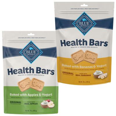 Bundle: Blue Buffalo Health Bars Baked Apples & Yogurt + Banana & Yogurt Dog Treats
