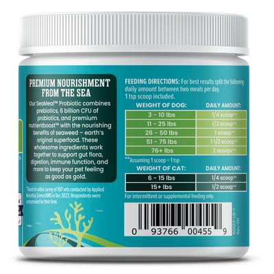 SeaMeal Probiotic Powder Digestive Support Food Topper Supplement for Dogs & Cats, 3.5-oz jar
