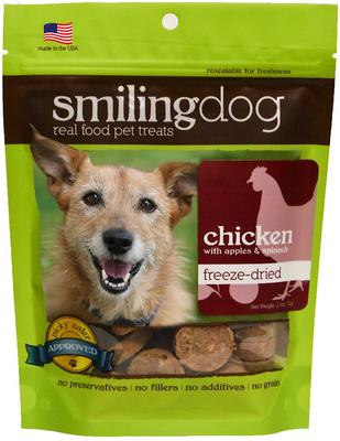 Smiling Dog Chicken with Apples & Spinach Freeze-Dried Dog Treats, 2.5-oz bag