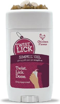 Twist & Lick SimPill - Golosina para perros con sabor a pollo, dispensador de 2.3 fl oz