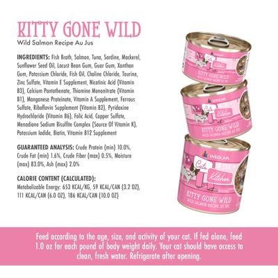Cats in the Kitchen Kitty Gone Wild Salmon Au Jus Grain-Free Wet Cat Food, 6-oz, case of 24