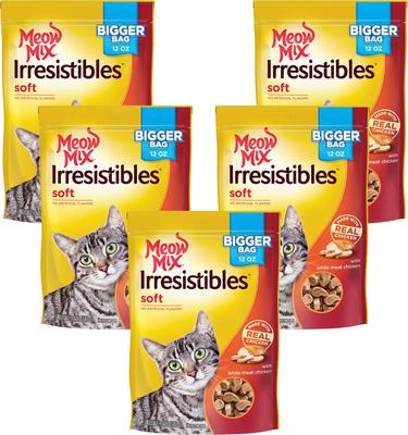 Irresistibles White Meat Chicken - Golosinas suaves y masticables para gatos, bolsa de 12 oz, paquete de 5