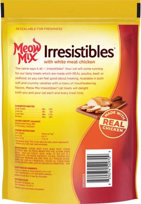 Irresistibles White Meat Chicken - Golosinas suaves y masticables para gatos, bolsa de 12 oz, paquete de 5