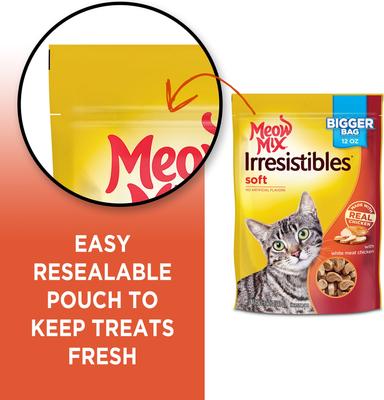 Irresistibles White Meat Chicken - Golosinas suaves y masticables para gatos, bolsa de 12 oz, paquete de 5