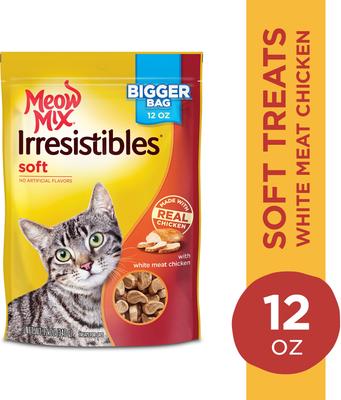Irresistibles White Meat Chicken - Golosinas suaves y masticables para gatos, bolsa de 12 oz, paquete de 5