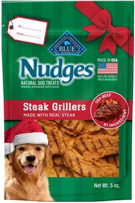 Nudges Holiday Grillers Beef Jerky Dog Treats, 5-oz bag