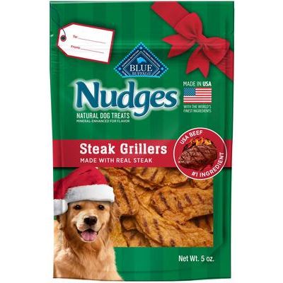 Golosinas para perros Nudges Holiday Grillers de carne seca, bolsa de 5 oz