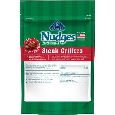 Golosinas para perros Nudges Holiday Grillers de carne seca, bolsa de 5 oz