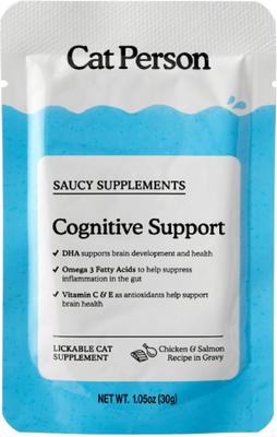 Cognitive Support Chicken & Salmon Puree Lickable Supplement for Cats, 1.05-oz pouch, case of 7