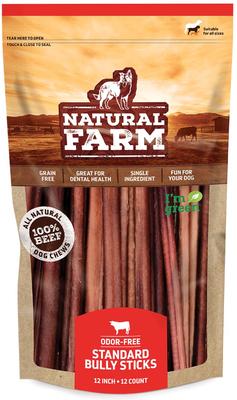 Golosinas para perros Bully Sticks sin olor, 12 pulgadas, 5 unidades