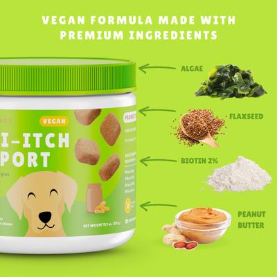 Anti-Itch Support Peanut Butter Flavored Dog Soft Chews Supplement, 90 count