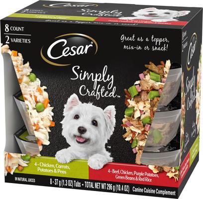 Simply Crafted Variety Pack Chicken, Carrots, Potatoes & Peas & Beef, Chicken, Purple Potatoes, Green Beans & Red Rice Adult Wet Dog Food Topper, 1.3-oz, pack of 8