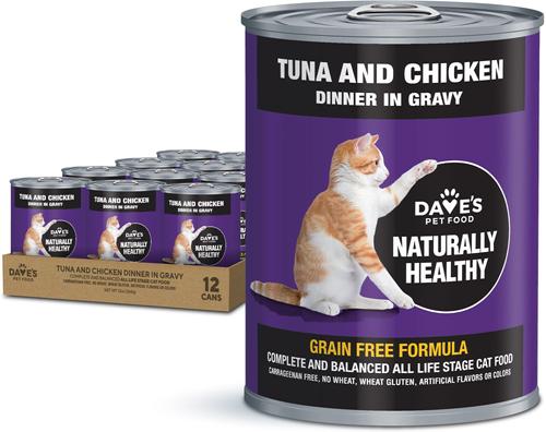 Naturally Healthy Tuna & Chicken Dinner in Gravy Grain-Free Wet Cat Food, 3-oz can, case of 24