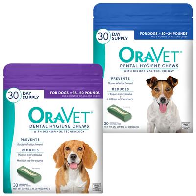 Paquete: OraVet Higiene para perros pequeños + Masticables dentales para perros medianos