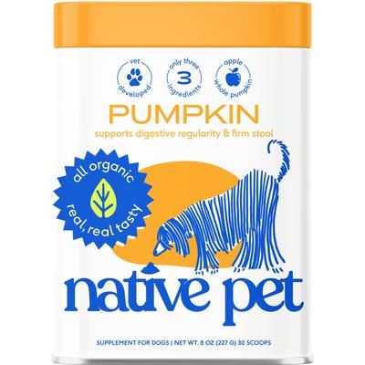 Native Pet, Pumpkin Powder, Calabaza Orgánica + Semilla de Calabaza + Manzana para Digestión y Heces, Perros, 227 / 454 / 907 g