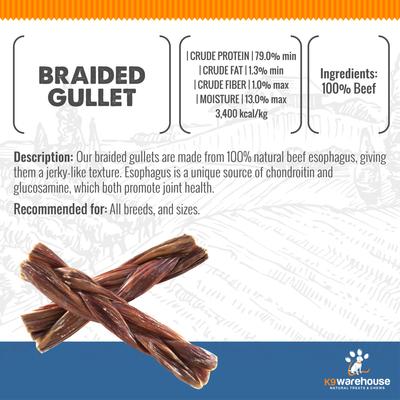Braided Gullet 12-inch Beef Flavored Dog Chews, 2 count