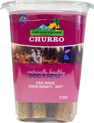 Golosinas dentales para perros con churro de batata, envase de 16 oz