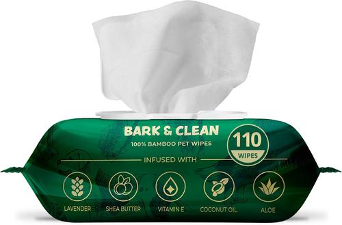 Bamboo Wipes with Aloe, Shea Butter & Coconut Oil Light Lavender Scent Dog & Cat Grooming Wipes, 110 count