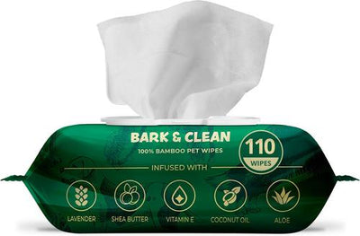 Bamboo Wipes with Aloe, Shea Butter & Coconut Oil Light Lavender Scent Dog & Cat Grooming Wipes, 110 count