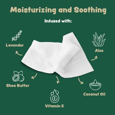 Bamboo Wipes with Aloe, Shea Butter & Coconut Oil Light Lavender Scent Dog & Cat Grooming Wipes, 110 count