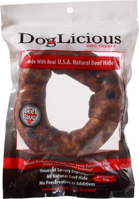 DogLicious 6" Beef Flavored Donut Rawhide Dog Treat