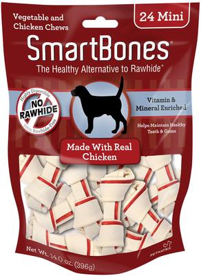 Bundle: Variety Pack - SmartBones Mini Chicken Chew Bones Dog Treats, Peanut Butter & Sweet Potato Flavors
