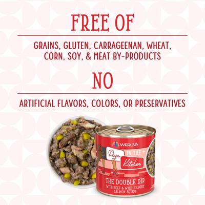 Dogs in the Kitchen The Double Dip with Beef & Wild Caught Salmon Au Jus Grain-Free Canned Dog Food, 10-oz can, 12 count