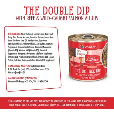 Dogs in the Kitchen The Double Dip with Beef & Wild Caught Salmon Au Jus Grain-Free Canned Dog Food, 10-oz can, 12 count