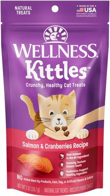Paquete variado - Wellness Kittles - Galletas crujientes naturales sin cereales con pollo y arándanos para gatos (bolsa de 56 g), sabores: atún y arándanos, y salmón y arándanos.