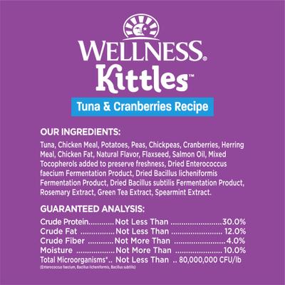 Bundle: Variety Pack - Wellness Kittles Natural Grain-Free Chicken & Cranberries Crunchy Cat Treats, 2-oz bag, Tuna & Cranberries & Salmon & Cranberries Flavors